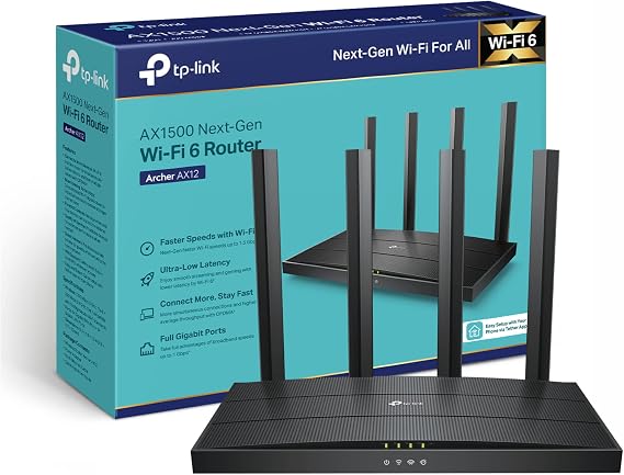 • Router Gigabit TP-Link Wi-Fi 6 AX1500 4 Puertos 4 Antenas