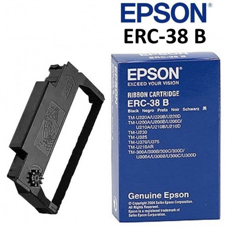CINTA EPSON ERC-38B ES UN CARTUCHO DE CINTA MATRICIAL DE COLOR NEGRO DISEÑADO PARA IMPRESORA DE RECIBOS Y PUNTO DE VENTA