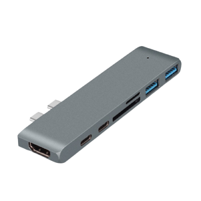 HUB CONCENTRADOR USB PARA MACBOOK DE 7 PUERTOS GRIS-ESPACIAL